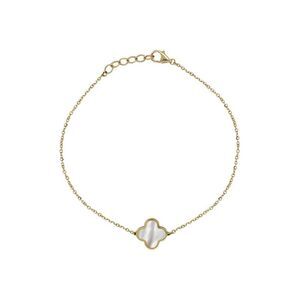 14K Italian Gold Pearl Clover Bracelet